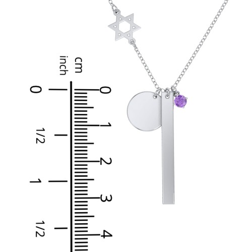 Milestone Necklace with Star of David Charm – 10K Yellow Gold with Blue Topaz