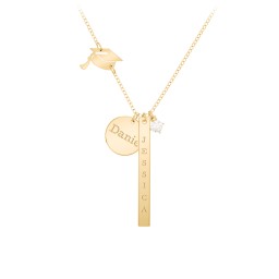 Milestone Necklace with Graduation Hat Charm