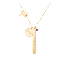 Milestone Necklace with Graduation Hat Charm