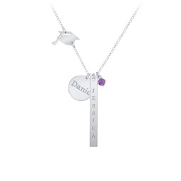 Milestone Necklace with Graduation Hat Charm in 925 Sterling Silver with Amethyst