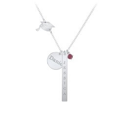 Milestone Necklace with Graduation Hat Charm in 925 Sterling Silver with Ruby