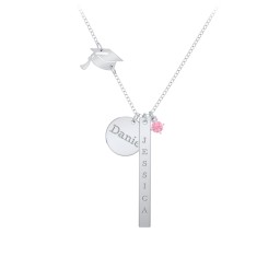 Milestone Necklace with Graduation Hat Charm in 925 Sterling Silver with Pink Tourmaline