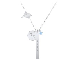 Milestone Necklace with Graduation Hat Charm in 925 Sterling Silver