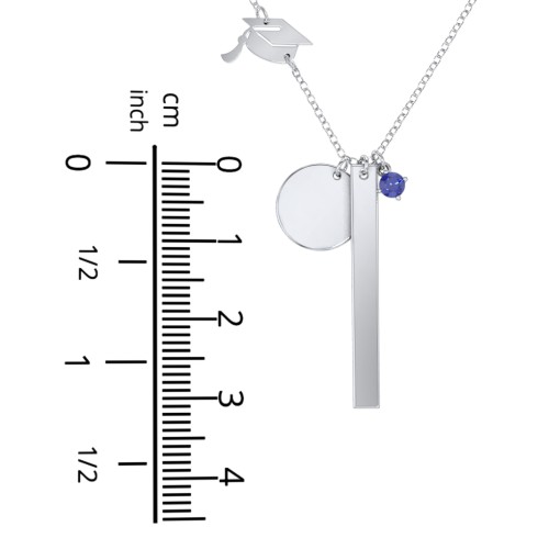 Milestone Necklace with Graduation Hat Charm – 10K Yellow Gold with Blue Topaz