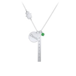 Milestone Necklace with Hamsa Charm