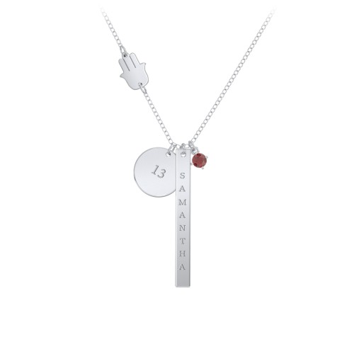 Milestone Necklace with Hamsa Charm