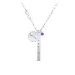 Milestone Necklace with Infinity Charm in 925 Sterling Silver with Amethyst