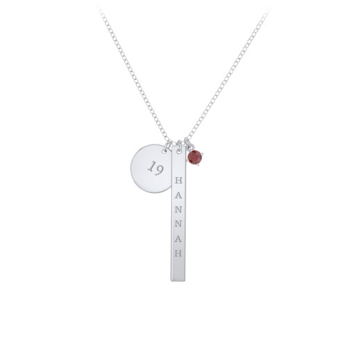 Milestone Necklace – Sterling Silver with Garnet