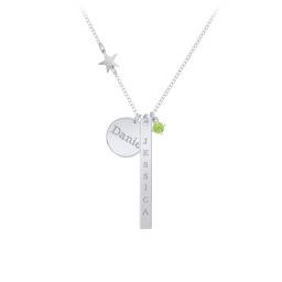 Milestone Necklace with Star Charm in 925 Sterling Silver with Peridot