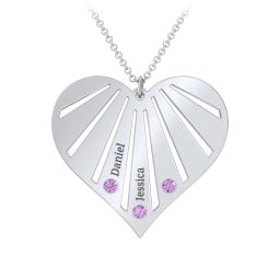 Engravable Heart Necklace with 2-7 Birthstones