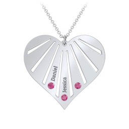 Engravable Heart Necklace with 2-7 Birthstones