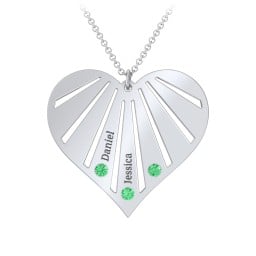 Engravable Heart Necklace with 2-7 Birthstones