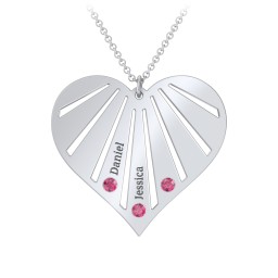 Engravable Heart Necklace with 2-7 Birthstones