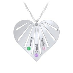 Engravable Heart Necklace with 2-7 Birthstones