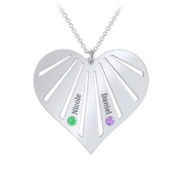 Engravable Heart Necklace with 2-7 Birthstones