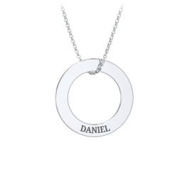 Engravable Circle Necklace in 925 Sterling Silver