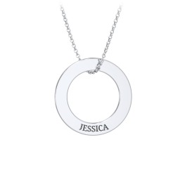 Engravable Circle Necklace in 925 Sterling Silver