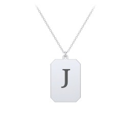 Engravable Tag Charm Necklace in 925 Sterling Silver