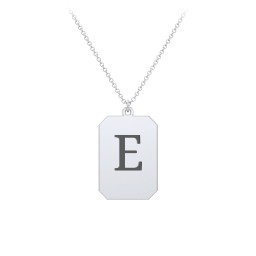 Engravable Tag Charm Necklace in 925 Sterling Silver