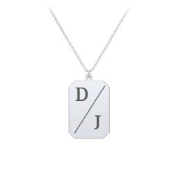 2 Engravable Tag Charm Necklace in 925 Sterling Silver