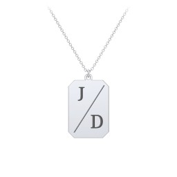 2 Engravable Tag Charm Necklace in 925 Sterling Silver