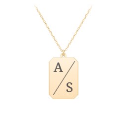 2 Engravable Tag Charm Necklace in 10K Solid Yellow Gold