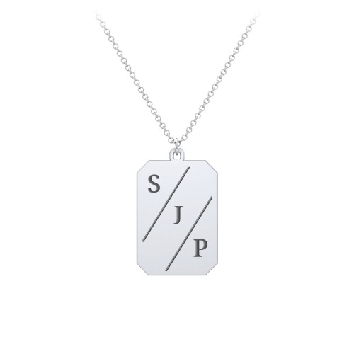 3 Engravable Tag Charm Necklace – Sterling Silver
