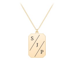 3 Engravable Tag Charm Necklace in 10K Solid Yellow Gold