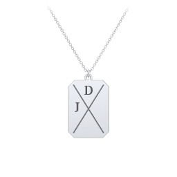 4 Engravable Tag Charm Necklace in 925 Sterling Silver