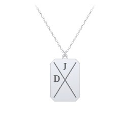 4 Engravable Tag Charm Necklace in 925 Sterling Silver