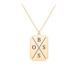 4 Engravable Tag Charm Necklace in 10K Solid Yellow Gold