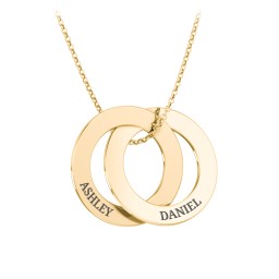 Engraved 2 Interlocking Russian Rings Necklace in Vermeil