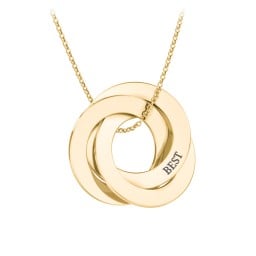 Engraved 3 Interlocking Russian Rings Necklace