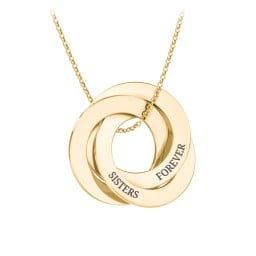 Engraved 3 Interlocking Russian Rings Necklace