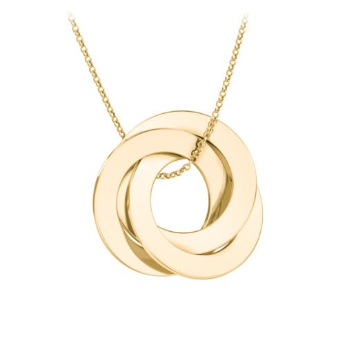 Engraved 3 Interlocking Russian Rings Necklace
