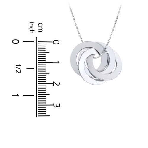 Engraved 4 Interlocking Russian Rings Necklace – 10K Rose Gold