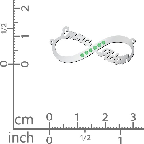 Infinity Name Necklace with Accents – Sterling Silver with Green Premium Zirconia