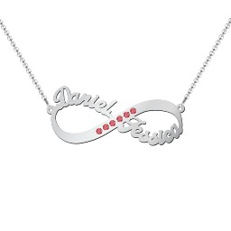 Infinity Name Necklace with Accents in 925 Sterling Silver with Red Premium Zirconia