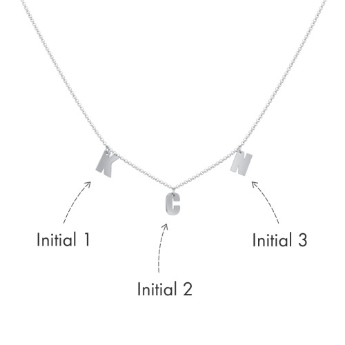 Initial Necklace with 3 Letters - Modern – Sterling Silver