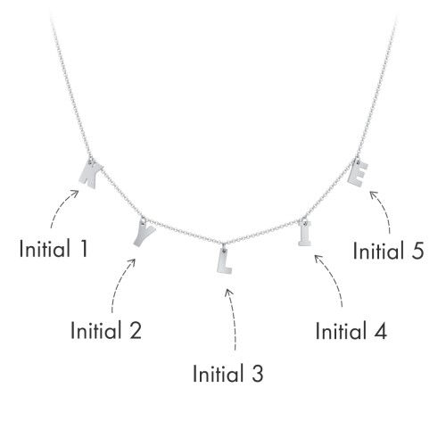 Initial Necklace with 5 Letters - Modern