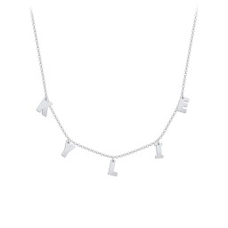 Initial Necklace with 5 Letters - Modern in 925 Sterling Silver