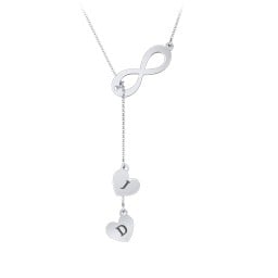 Infinity Lariat Necklace with Hearts