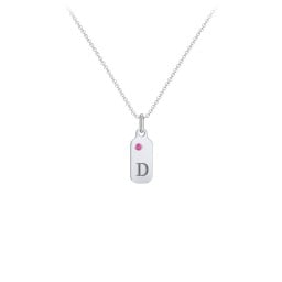 Duchess Dog Tag Initial Necklace with Birthstone