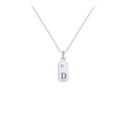 Duchess Dog Tag Initial Necklace with Birthstone