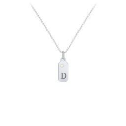 Duchess Dog Tag Initial Necklace with Birthstone
