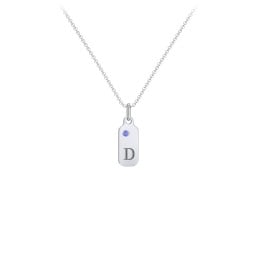 Duchess Dog Tag Initial Necklace with Birthstone