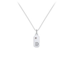 Duchess Dog Tag Initial Necklace with Birthstone in 925 Sterling Silver with Smokey Quartz, Ruby, Blue Topaz, and Citrine