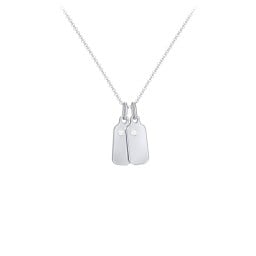 Duchess Dog Tag 2 Initial Necklace with Birthstone