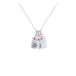 Duchess Dog Tag 3 Initial Necklace with Birthstone