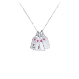 Duchess Dog Tag 4 Initial Necklace with Birthstone